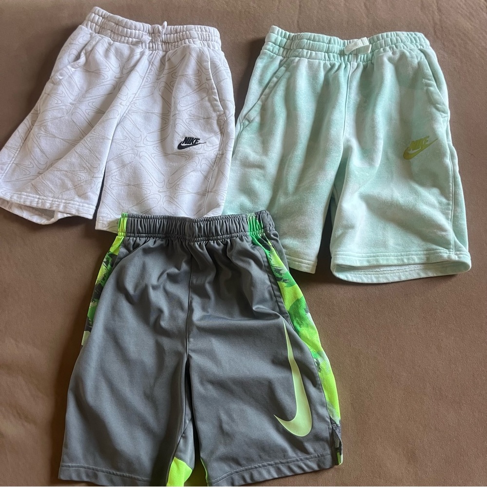 Nike Kids Shorts Trio - White, Mint, and Gray